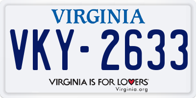 VA license plate VKY2633