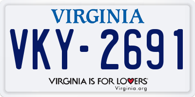 VA license plate VKY2691