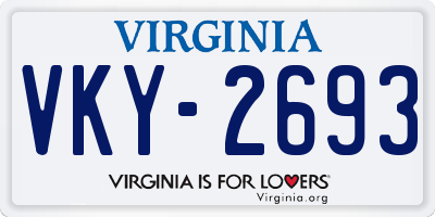 VA license plate VKY2693