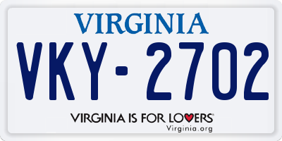 VA license plate VKY2702