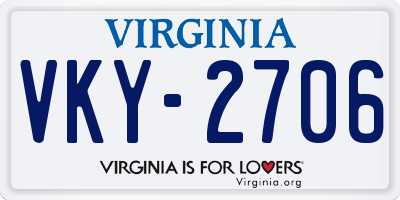 VA license plate VKY2706