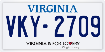 VA license plate VKY2709