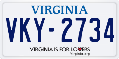 VA license plate VKY2734