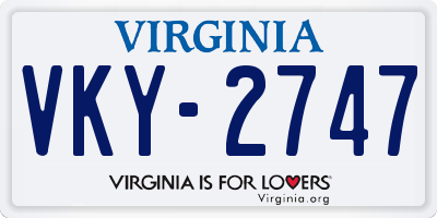 VA license plate VKY2747