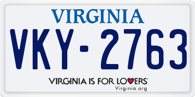 VA license plate VKY2763