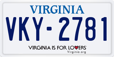 VA license plate VKY2781