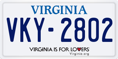 VA license plate VKY2802