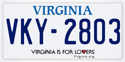 VA license plate VKY2803