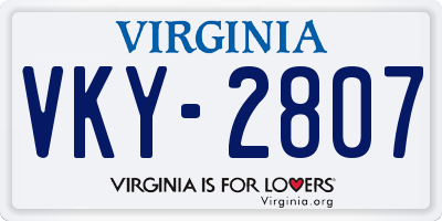 VA license plate VKY2807