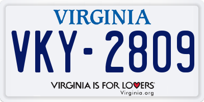 VA license plate VKY2809
