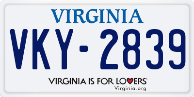 VA license plate VKY2839