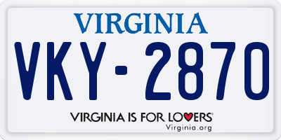 VA license plate VKY2870