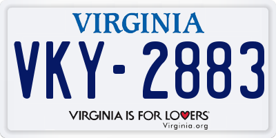 VA license plate VKY2883