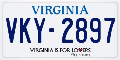 VA license plate VKY2897