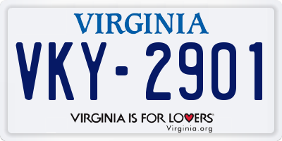 VA license plate VKY2901