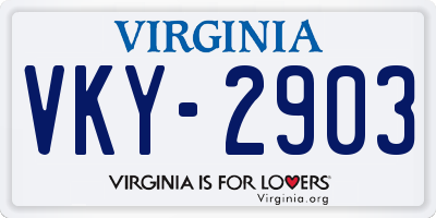 VA license plate VKY2903