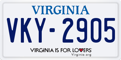 VA license plate VKY2905