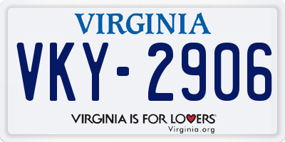 VA license plate VKY2906