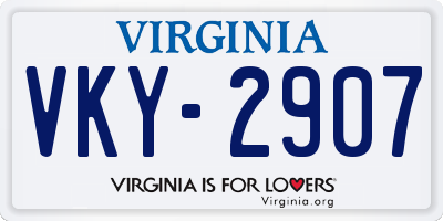 VA license plate VKY2907