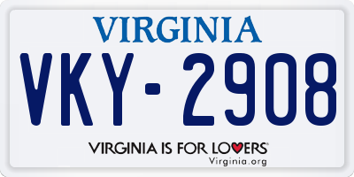 VA license plate VKY2908