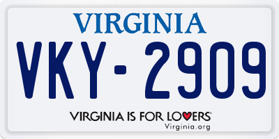 VA license plate VKY2909