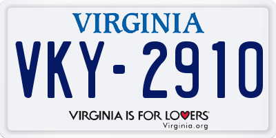 VA license plate VKY2910