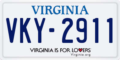 VA license plate VKY2911