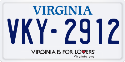 VA license plate VKY2912