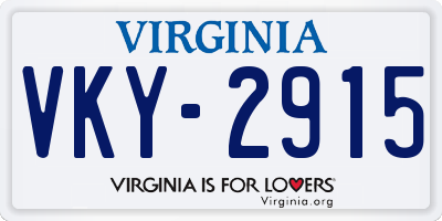 VA license plate VKY2915