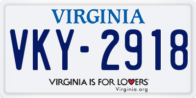 VA license plate VKY2918
