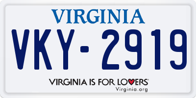 VA license plate VKY2919