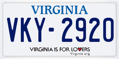 VA license plate VKY2920