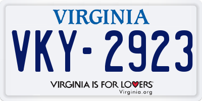 VA license plate VKY2923