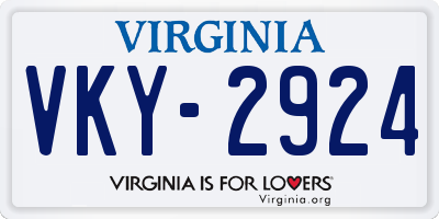 VA license plate VKY2924