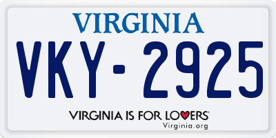 VA license plate VKY2925
