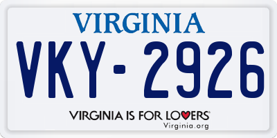 VA license plate VKY2926