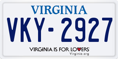 VA license plate VKY2927