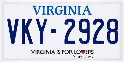 VA license plate VKY2928