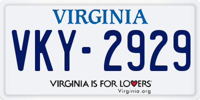 VA license plate VKY2929