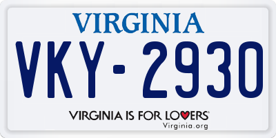 VA license plate VKY2930