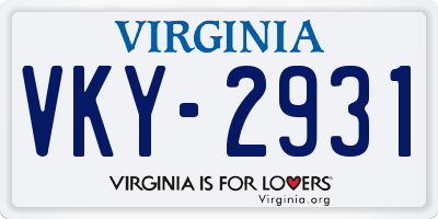 VA license plate VKY2931