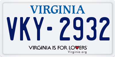 VA license plate VKY2932