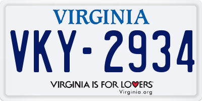 VA license plate VKY2934