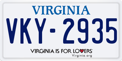 VA license plate VKY2935