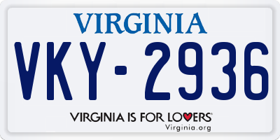VA license plate VKY2936