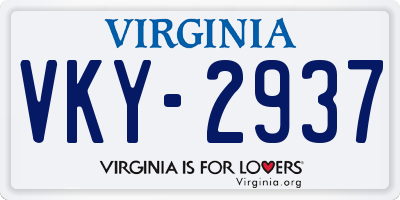 VA license plate VKY2937