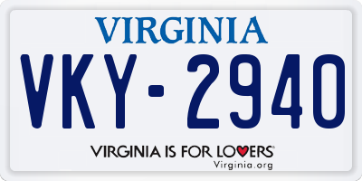 VA license plate VKY2940