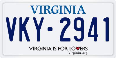 VA license plate VKY2941