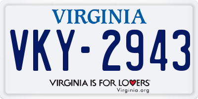 VA license plate VKY2943