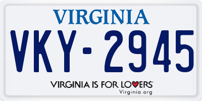 VA license plate VKY2945